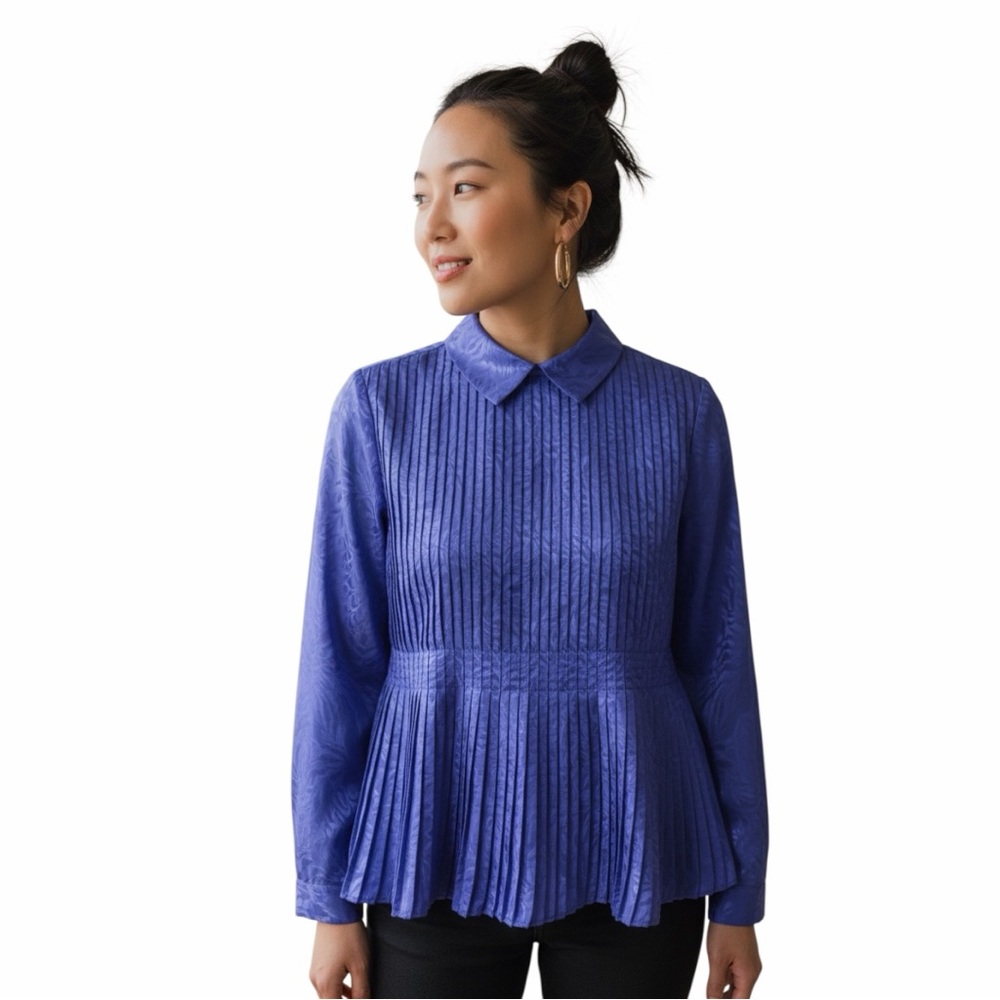 Blue Vintage Pleated  Women's Top Size 16